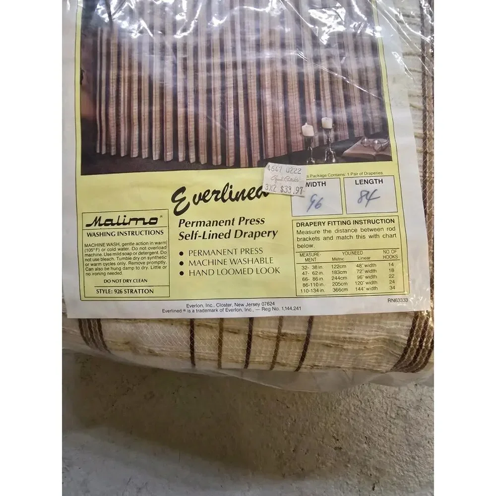 Stratton Everlined Permanent Press Self-Lined Drapes Pair 96 X 84 Vtg Malimo